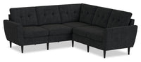 Scott Living BLOK Modular 5-Piece Fabric Sectional with Flared Arms and Reversible Cushions - Charcoal Grey 