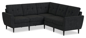 Scott Living BLOK Modular 5-Piece Fabric Sectional with Flared Arms and Reversible Cushions - Charcoal Grey