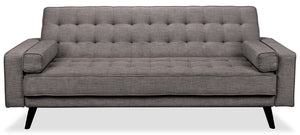 Avery Linen-Look Fabric Futon - Grey