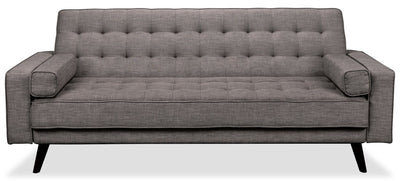 Avery Linen-Look Fabric Futon - Grey 