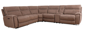 Newport 6-Piece Faux Suede L-Shaped Power Reclining Sectional - Taupe