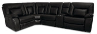 Dale 5-Piece Leather-Look Fabric Power Reclining Sectional - Black 