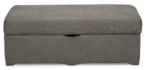 Morty Leather-Look Fabric Storage Ottoman - Grey