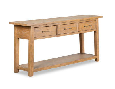 Rhett 64" Modern Sofa Table with Storage and Shelf - Light Brown Oak|Table de salon moderne Rhett de 64 po avec rangement et tablette - chêne brun clair
