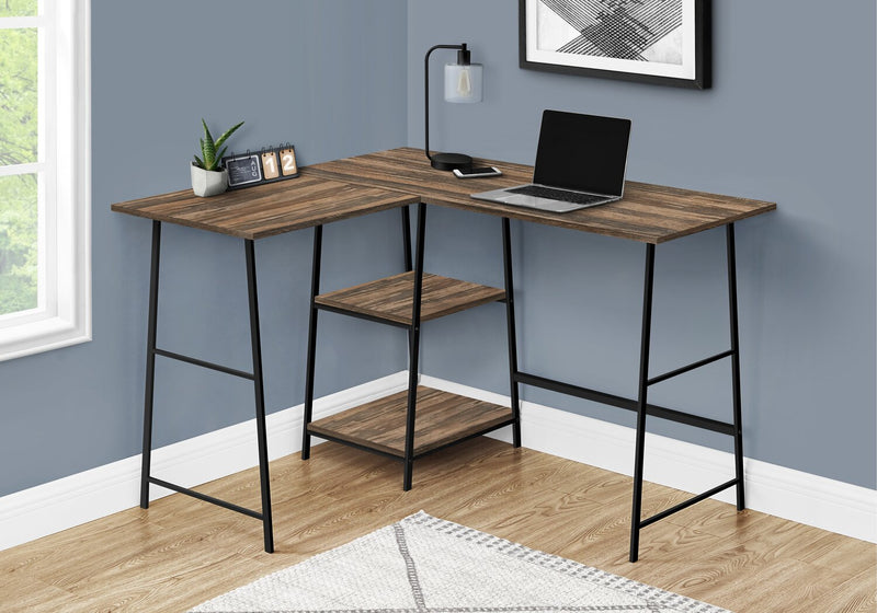 Evlin 42\" L-Shaped Office Desk with Shelves - Brown