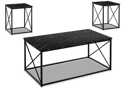 Kasey 3-Piece Coffee and Two End Tables Package - Black 