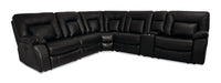 Dale 6-Piece Leather-Look Fabric Power Reclining Sectional - Black 