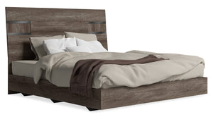 Gino Panel Italian Bed, Modern, Brown - Queen Size