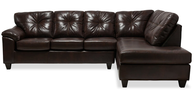 Made in Canada Addison 2-Piece Right-Facing Faux Leather Sectional with Removable Seat Cushions - Brown