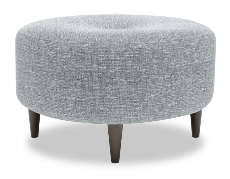 Made in Canada Customizable Sofa Lab The Curve 31\" Linen-Look Fabric Ottoman - Luna Pewter Grey