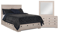 Yorkdale 5pc Bedroom Set with 6-Drawer Storage Bed, Dresser & Mirror, White - Full Size 