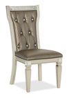 Tyra Dining Chair with Vegan-Leather Fabric, Button Tufted - Silver/Champagne