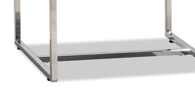 Echo 24\" Modern End Table with Storage - Brown with Silver Metal Legs