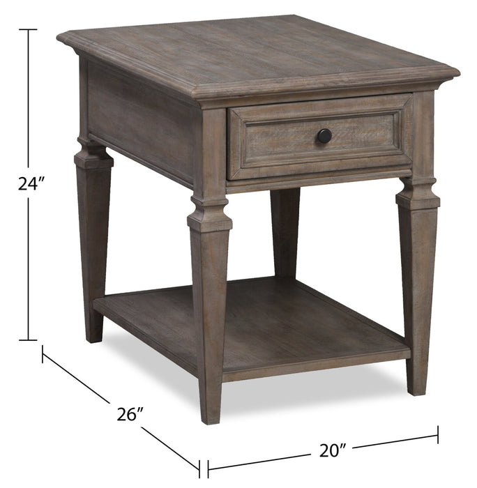 Lancaster 20\" Traditional End Table with Storage and Shelf - Grey and Bronze Pine