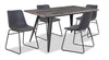 Amos 5pc Dining Set with Table & 4 Chairs, Metal, 60