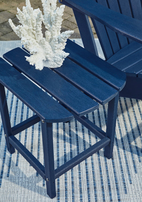 Bask Outdoor Patio End Table - 15\"W, High Density Plastic, UV & Weather Resistant - Blue