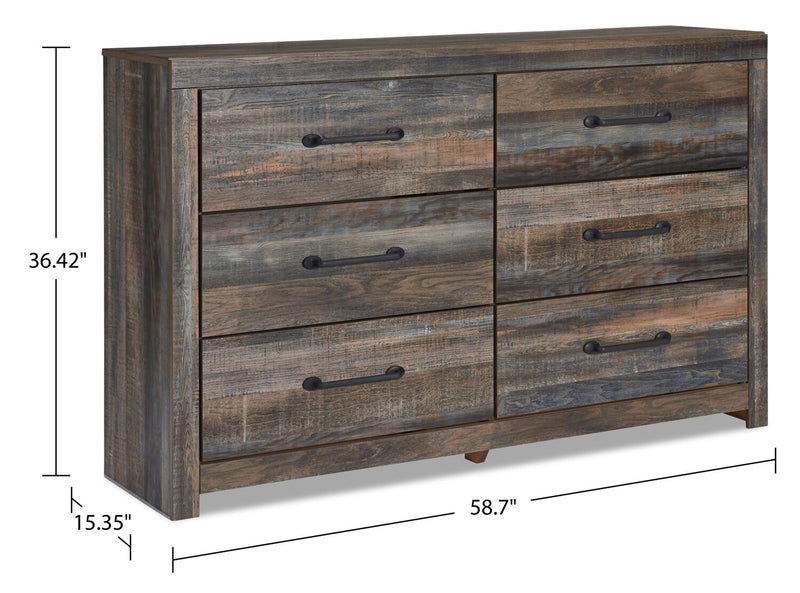 Abby 6pc Bedroom Set with Storage Bed, Dresser, Mirror & Nightstand, LED, USB, Brown - Queen Size
