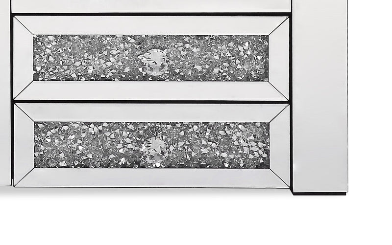 Oakley 98.5\" Glam 3-Piece Entertainment Centre with Storage and Cable Management for TVs up to 65\"- Silver