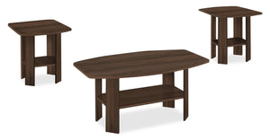Everest 3-Piece Coffee and Two End Tables Package - Walnut