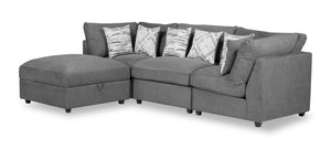 Evolve Sectional with Ottoman - Charcoal