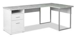 Pollie Reversible L-Shaped Desk - White 