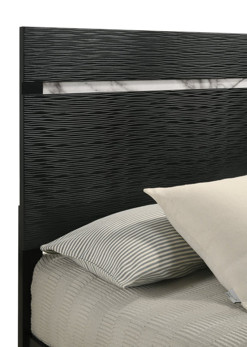Atlas 6pc Bedroom Set with Bed, Dresser, Mirror & Nightstand, Mid-Century Modern, Black - King Size