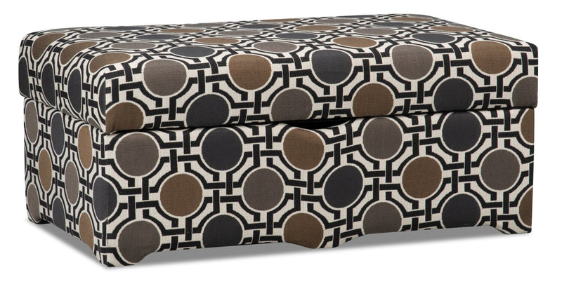 Nina Fabric Storage Ottoman - Contemporary style Ottoman in Patterned Solid Woods