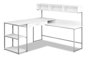 Oaklee L-Shaped Corner Desk with Hutch - White 