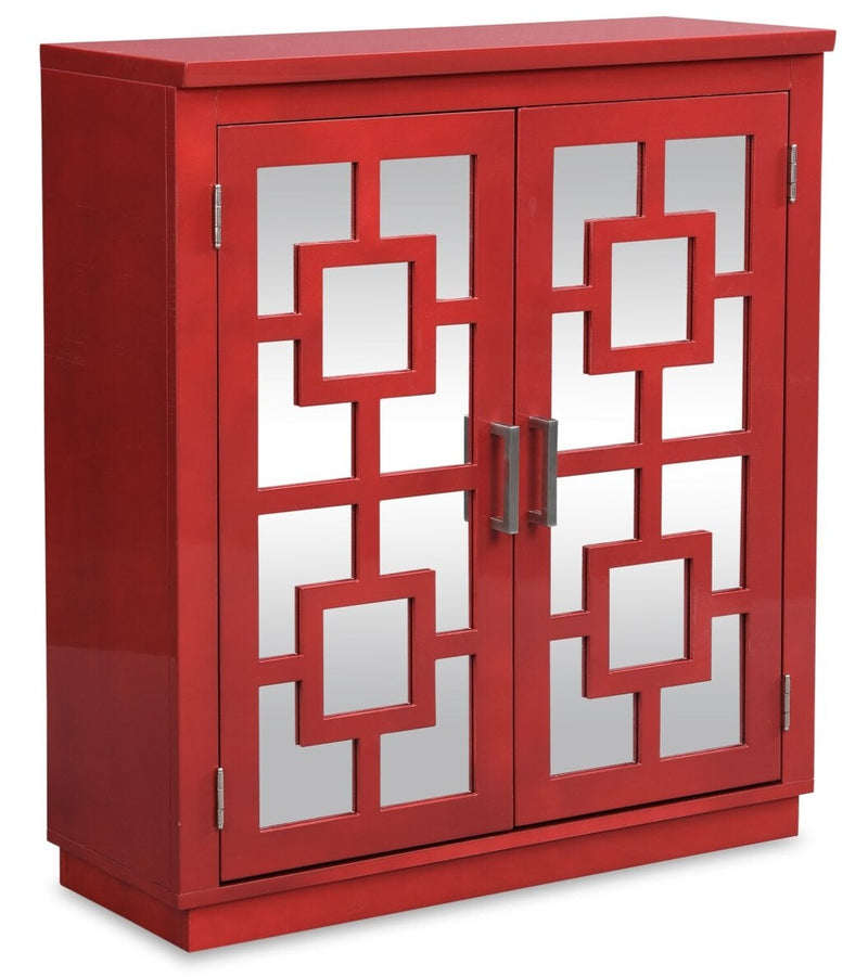 Darci Accent Cabinet - Red - Retro style Accent Cabinet in Red Glass, Medium Density Fibreboard (MDF), Plywood
