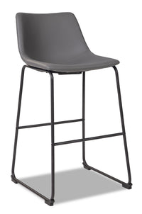 Cole Barstool with Vegan Leather Fabric, Metal - Grey 