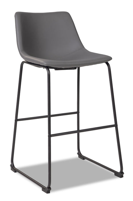 Cole Barstool with Vegan Leather Fabric, Metal - Grey