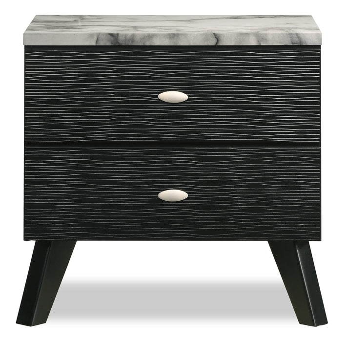 Atlas 6pc Bedroom Set with Bed, Dresser, Mirror & Nightstand, Mid-Century Modern, Black - King Size