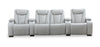 Cinema 5-Piece Leather-Look Fabric Home Theatre Power Reclining Sectional with Power Headrests - Cosmic Fog Grey