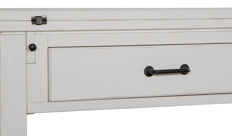 Harper 60\" Modern Sofa Table with Storage and Shelf - White Pine