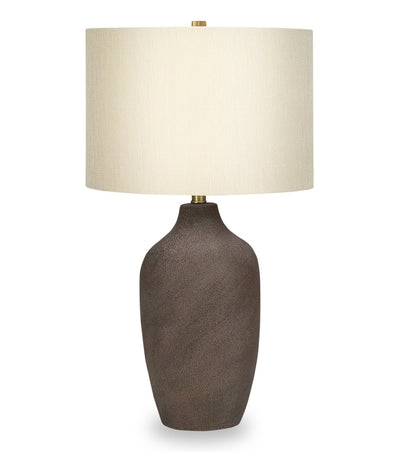 27" Grey Ceramic Table Lamp with Beige Shade|Lampe de table de 27 po en céramique grise avec abat-jour beige