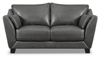 Lusso 100% Genuine Leather Loveseat – Charcoal 