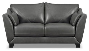 Lusso 100% Genuine Leather Loveseat – Charcoal