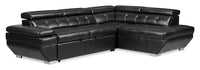 Element 2-Piece Right-Facing Faux Leather Sleeper Sectional with Adjustable Headrests and USB Port - Black 