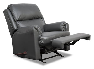 Drogba Leather-Look Fabric Recliner - Grey