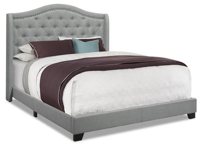 Penelope Linen-Look Fabric Queen Bed - Grey 