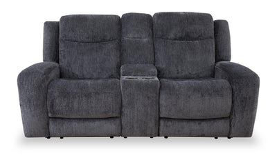 Atlantis 79" Fabric Zero Gravity Power Reclining Loveseat with Storage Console and USB Ports - Dark Grey | Causeuse à inclinaison électrique Atlantis de 72 po en tissu avec console de rangement, ports USB et position zéro gravité - gris foncé