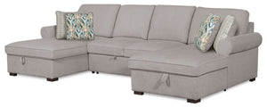 Haven 3-Piece Chenille Sleeper Sectional - Grey