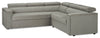 Savvy 2-Piece Left-Facing Linen-Look Fabric Sectional with Adjustable Headrests, Cupholders and USB Port - Grey