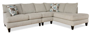Nofia 3-Piece Chenille Right-Facing Sectional - Linen