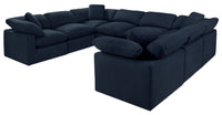 Eclipse 8-Piece Linen-Look Fabric Modular Sectional - Navy 