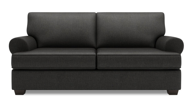Made in Canada Customizable Sofa Lab Roll 76\" Linen-Look Fabric Condo Size Sofa with Rolled Arms - Luna Kohl Grey