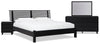 Shaw 6pc Bedroom Set with Bed, Dresser, Mirror & Nightstand, Modern, Black - Queen Size