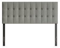 Ellis Upholstered Headboard in Grey Fabric, Button Tufted - Full Size 