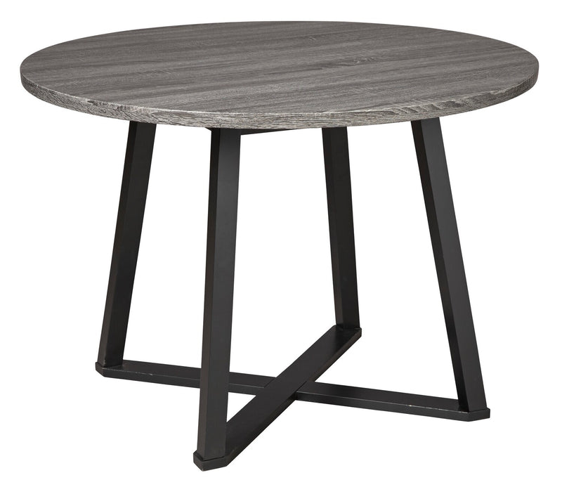 Cole 5pc Dining Set with Table & 4 Black Chairs, Metal, Melamine, 42\"W Round