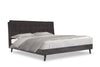 Nash Upholstered Platform Bed in Dark Grey Fabric, Button Tufted - King Size